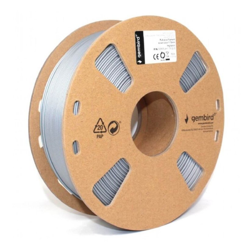 Gembird PLA Plus strieborná (silver) 1 kg