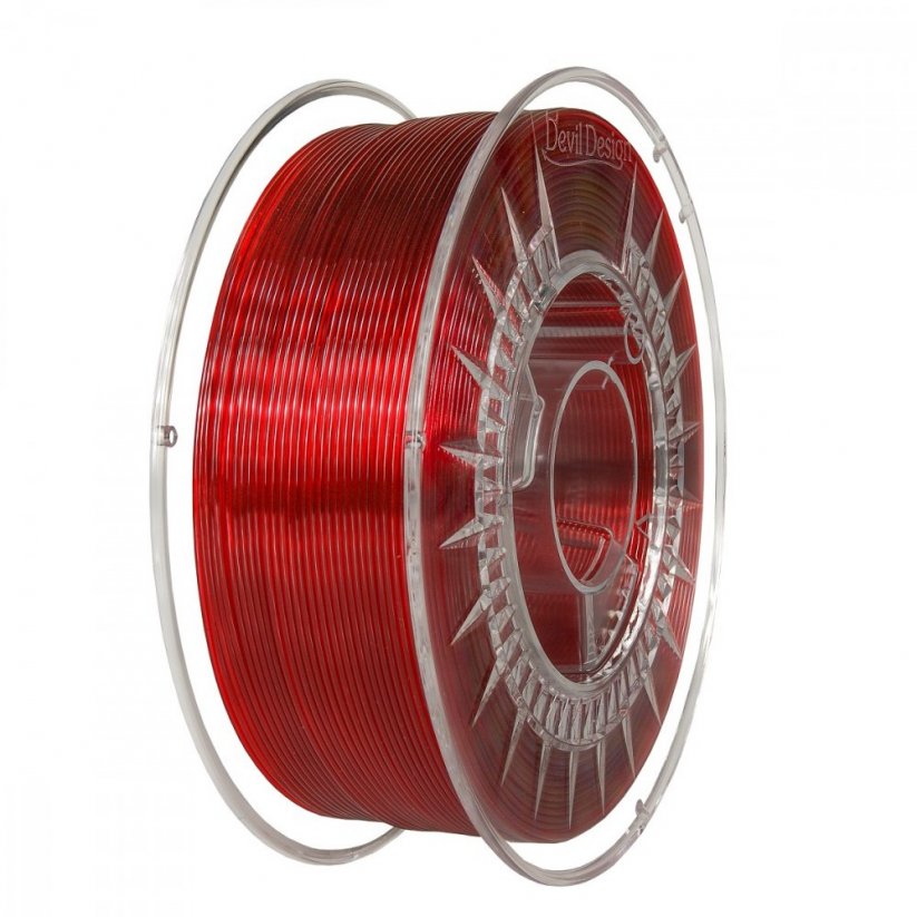 Filament Devil Design PET-G rubínovo červená priehľadná (ruby red transparent)