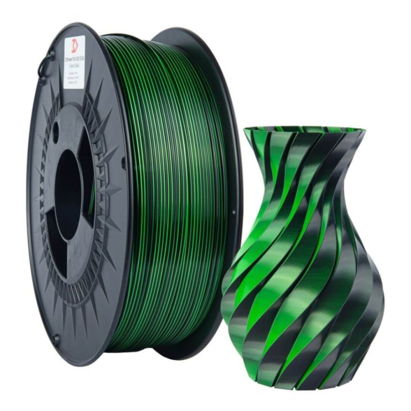 3DPower PLA SILK Dual Color - zelená/čierna (green/black)