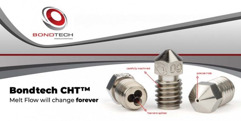 Bondtech CHT 0,5 pokovená mosadzná tryska (coated brass) Presné otvory a mechanické spracovanie