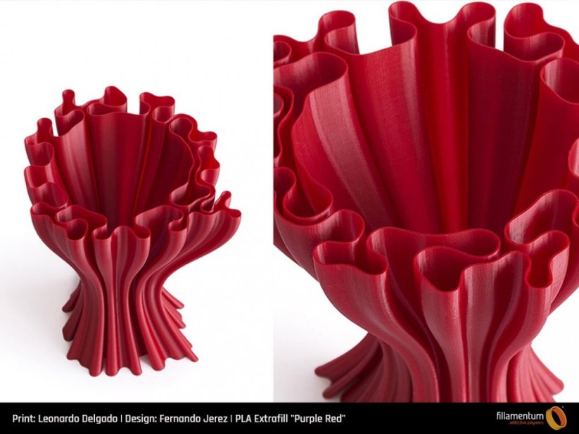 Fillamentum Extrafill PLA fialově červená (purple red) vázy 3D tlač
