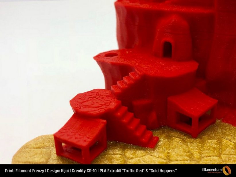 Filament Fillamentum Extrafill PLA červená (traffic red) Detail 3D print