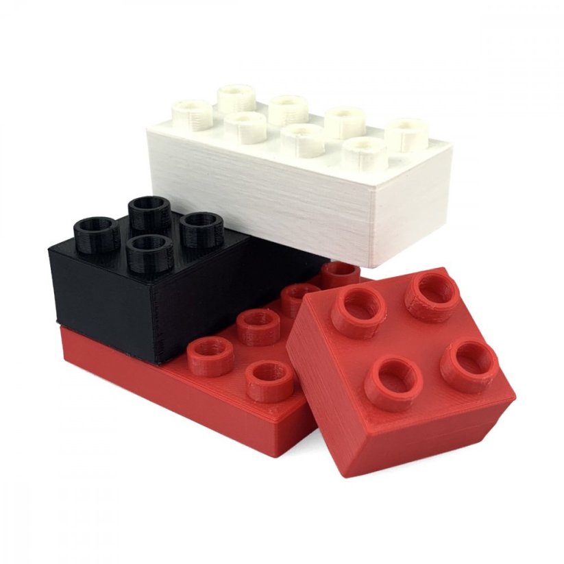 Fiberlogy ABS biela (white) 3D tlačené lego kocky
