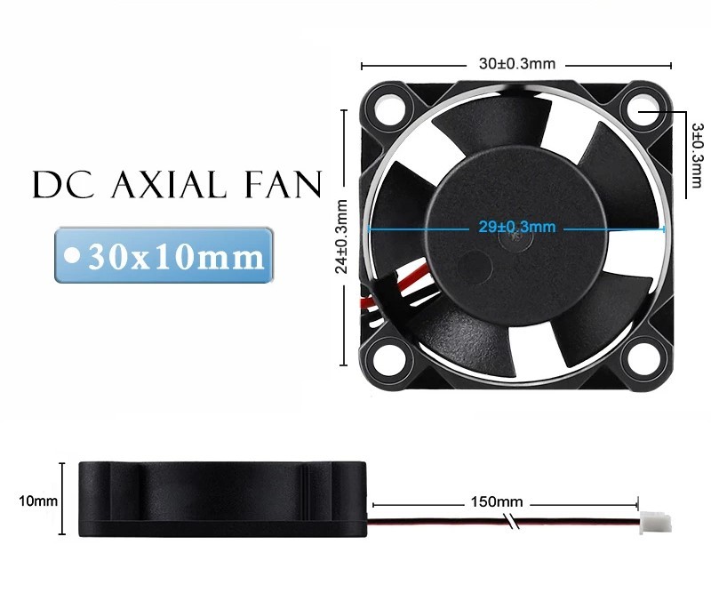 Gdstime Axial Fan 3010 24V Dimensions