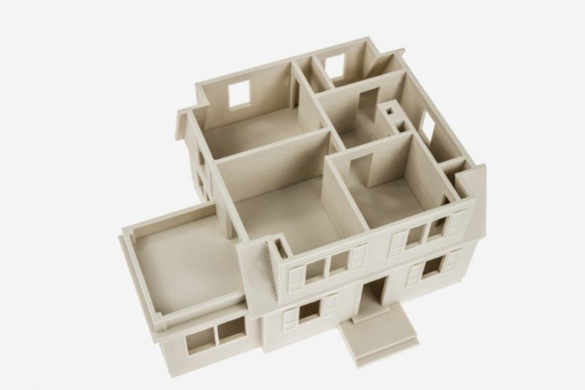 3d tištěná maketa domu s vláknem PLA MINERAL od společnosti Fiberlogy Beton