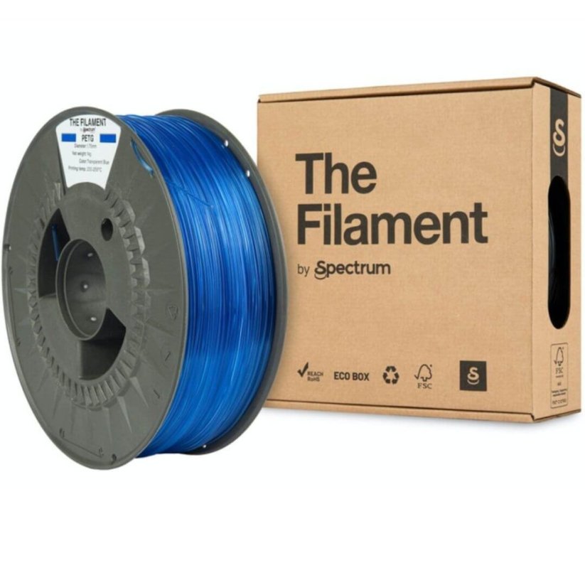 The Filament PETG transparentná modrá (transparent blue)