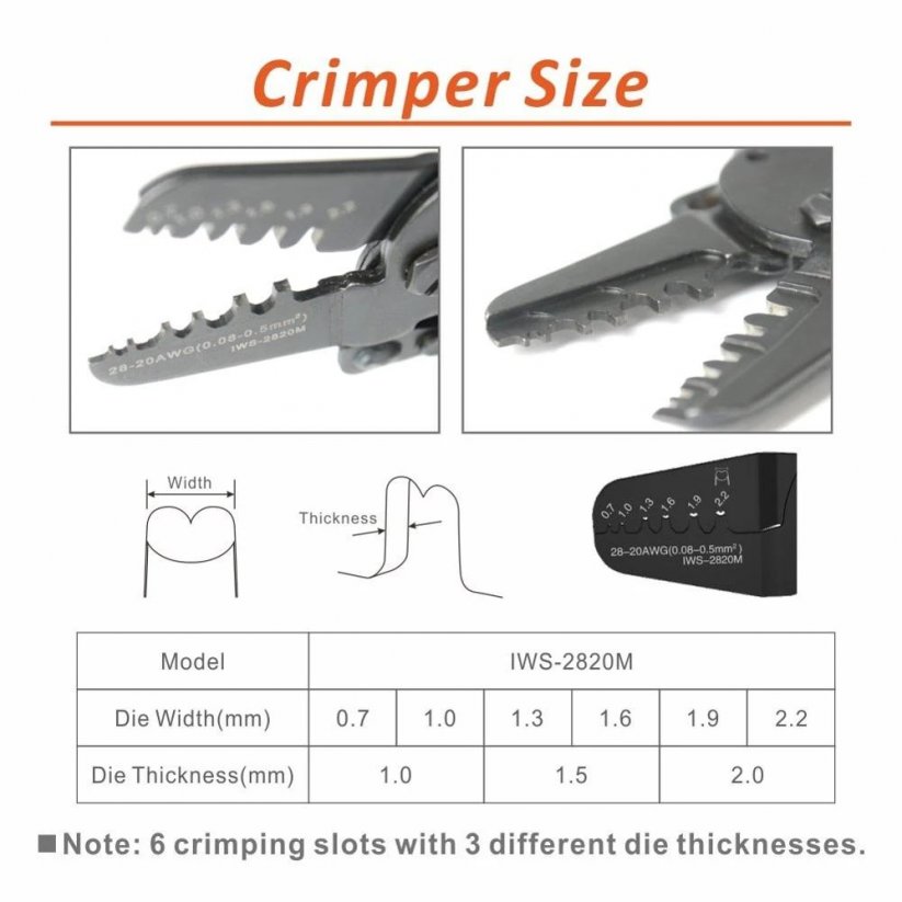 IWISS IWS-2820 crimping pliers crimper Size