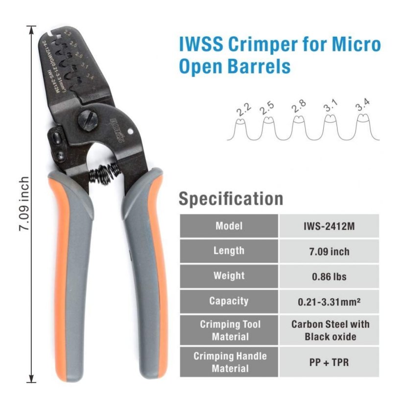 IWISS IWS-2412M krimpovací kleště Rozměr