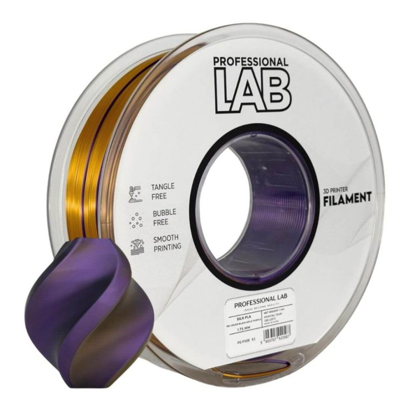 Prof.Lab Silk PLA Tri Color černá/zlatá/fialová (black gold purple)