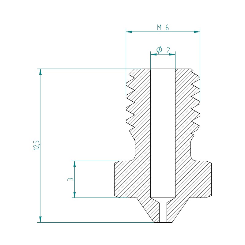 Techmodel V6 nozzle 0.4 brass Variants Cross Section