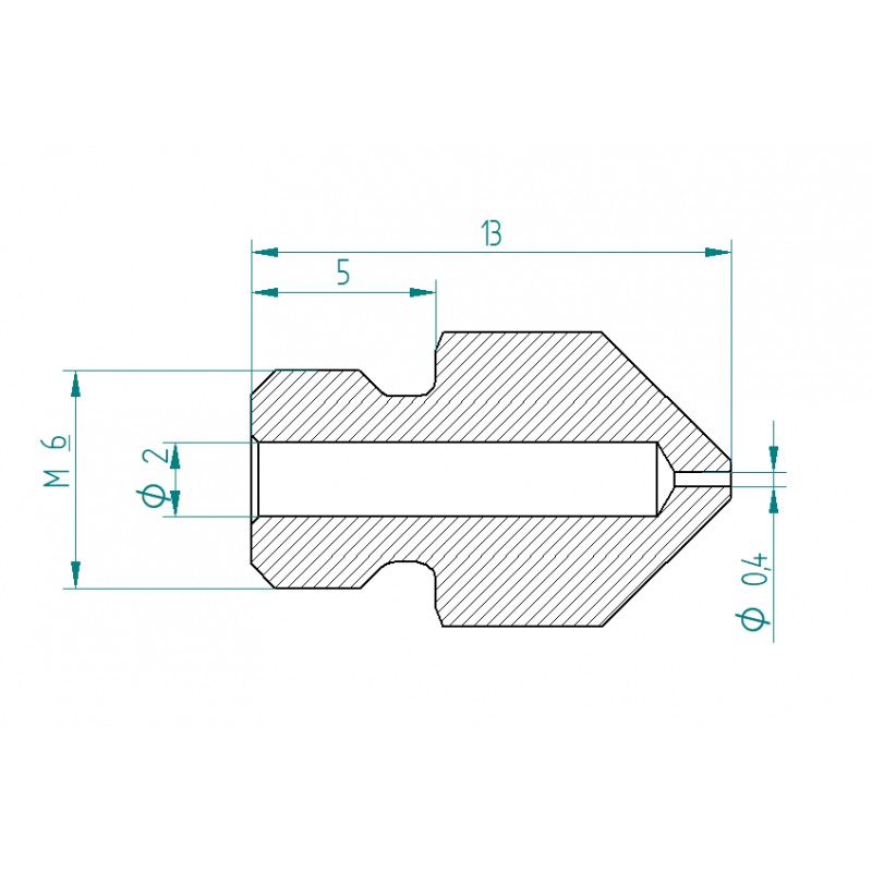 Techmodel MK8 nozzle 0.4 brass dimensions