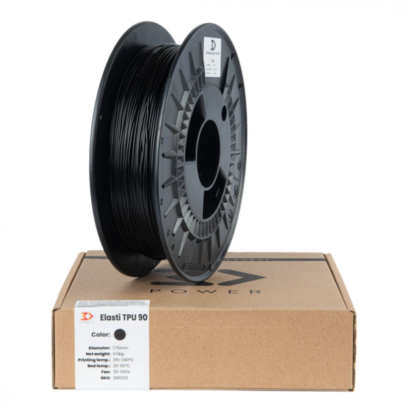 3DPower Elasti TPU 90 čierna (black) 0,5 kg