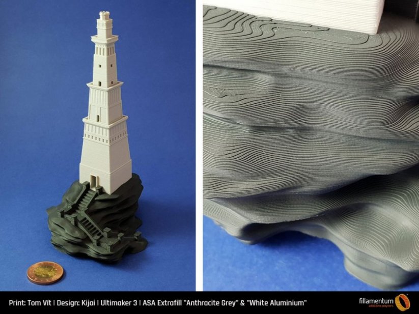 Fillamentum Extrafill ASA antracitově šedá (anthracite grey) citadela 3D tisk
