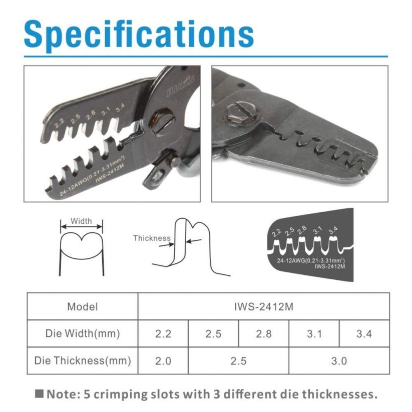 IWISS IWS-2412M krimpovací kleště Specifikace