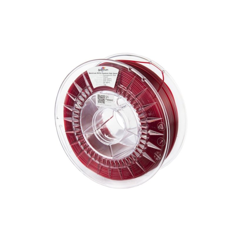 Spectrum PETG Premium High Speed transparentná červená (transparent red)