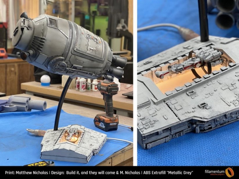 Filament Fillamentum Extrafill ABS metalická šedá (metallic grey) 3D výtlačky Star Wars